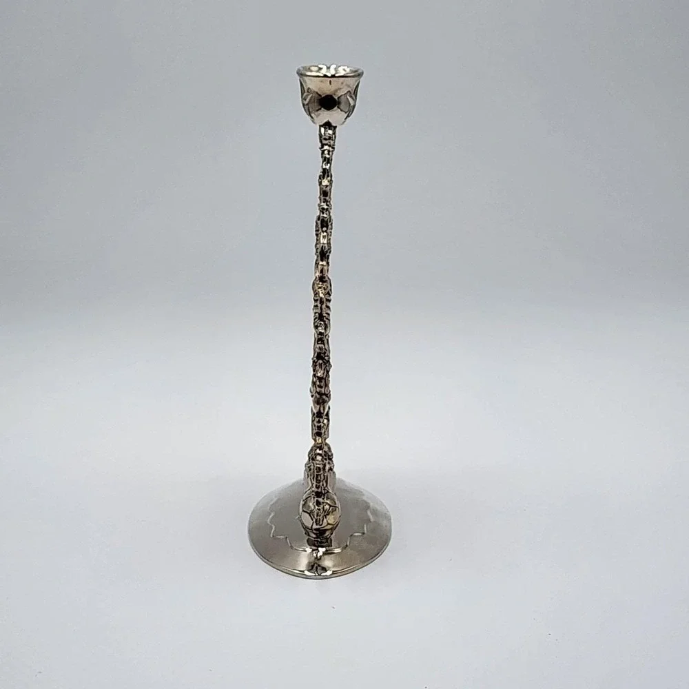 Vintage Christmas Tree Candlestick Holder Silverplate Holiday Decor 9.75